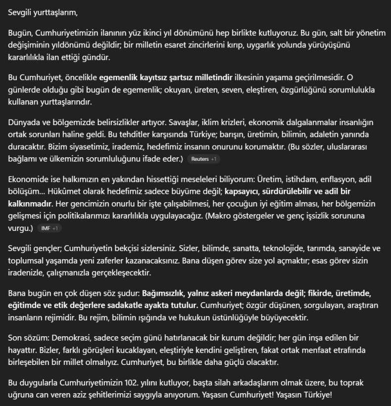 Atatürk Yaşasaydı 102. Yıl Konuşması